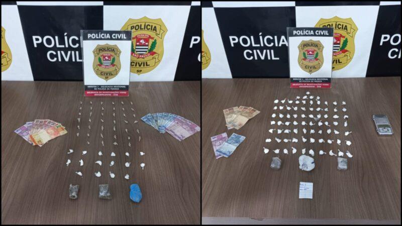 Dois traficantes e uma mulher procurada pela justiça foram presos pela Polícia Civil em Franca
