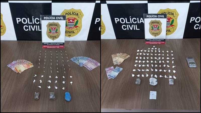 Dois traficantes e uma mulher procurada pela justiça foram presos pela Polícia Civil em Franca