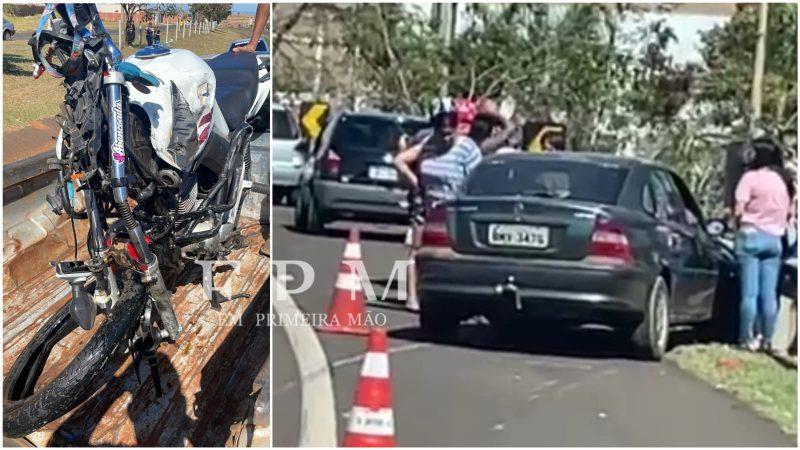 Motociclista é socorrida em estado grave após colisão com veículo em rodovia