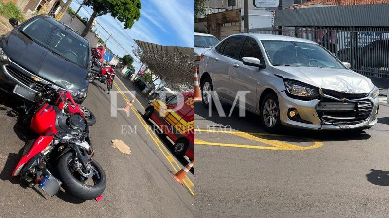 Motociclista fica ferido após ser atingido por veículo na avenida Champagnat