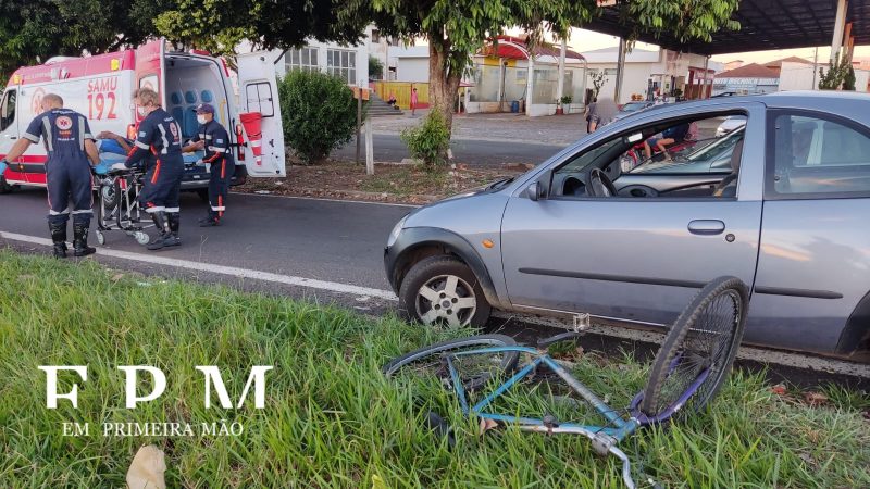 Colisão frontal entre carro e bicicleta deixa homem ferido em Franca