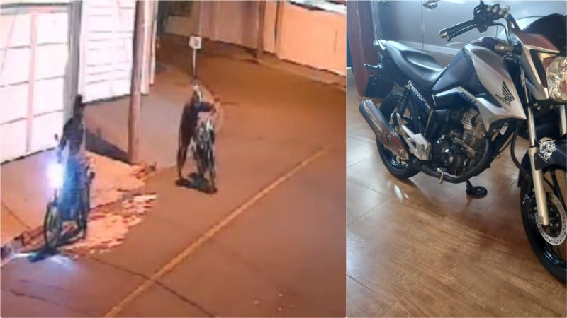 Furto de moto é registrado por câmeras de segurança no Residencial Palermo, em Franca