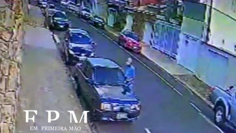 Câmera de segurança flagra ladrão furtando veículo no bairro São Joaquim em Franca