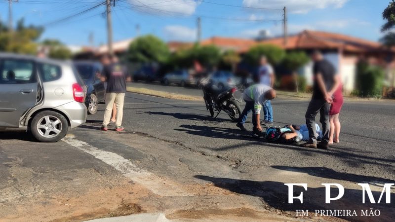 Acidente entre moto e carro deixa jovem ferida na Alameda Arminda Nogueira, em Franca