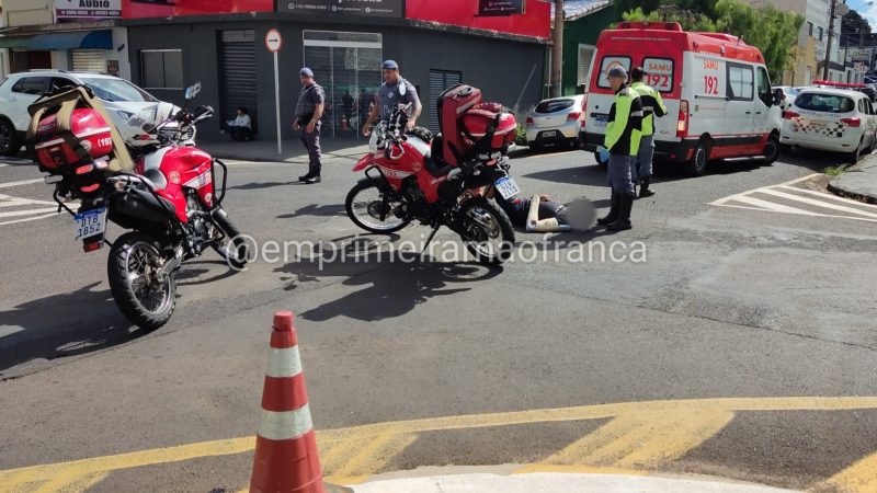 Motociclista fica ferido após sofrer acidente em cruzamento de Franca