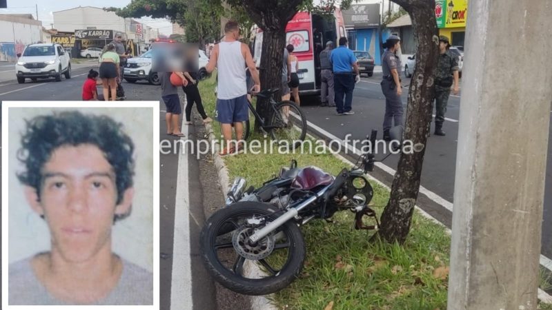 Jovem morre após colidir moto contra árvore na Avenida Chico Júlio, em Franca