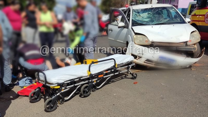 Acidente entre carro e moto deixa motociclista ferido em avenida de Franca