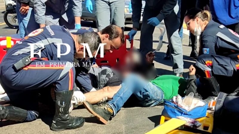 Câmera de segurança registra colisão entre duas motos que deixou casal ferido em avenida de Franca