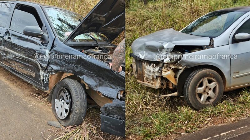 Colisão entre dois carros deixa mãe e criança feridas no trevo do Paiolzinho