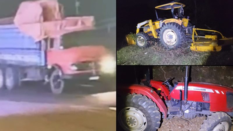 Caminhão furtado é interceptado e dois tratores são apreendidos na zona rural da região