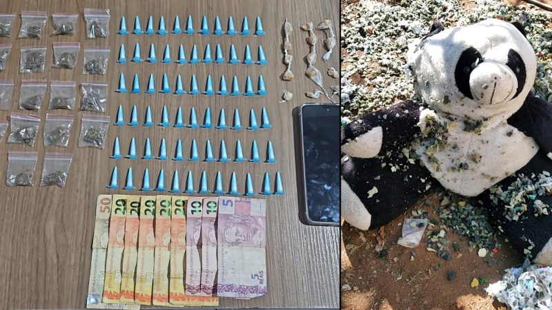 Traficante que escondia drogas em urso de pelúcia é preso pela Polícia Militar no Jardim Aeroporto, em Franca