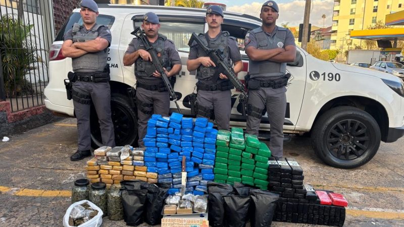 Mais de 150 quilos de maconha foram apreendidos durante operação da Polícia Militar em Franca