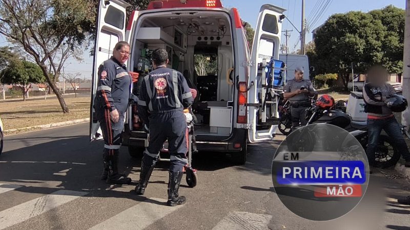 Colisão entre caminhão e moto deixa motociclista ferida em Franca