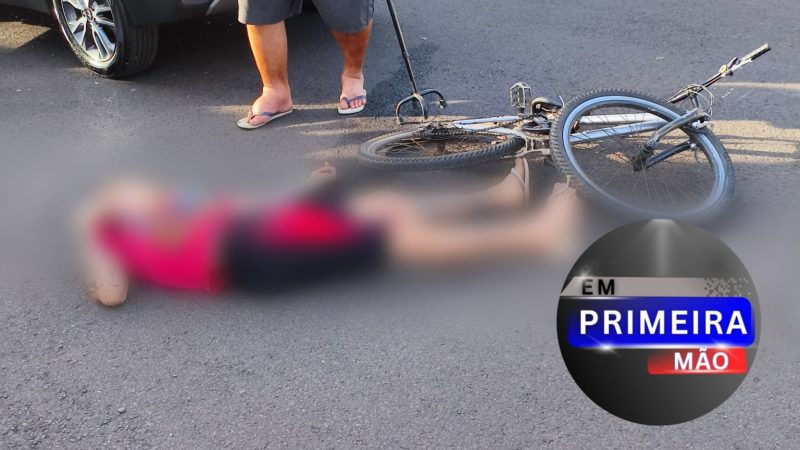 Ciclista fica ferido após avançar sinal de pare e colidir com veículo no bairro São Joaquim, em Franca