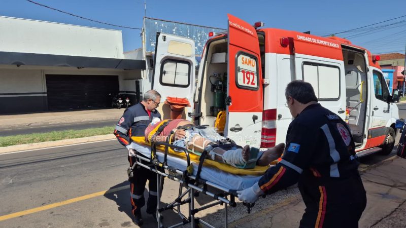 Homem sofre fratura após ser atropelado dentro de oficina