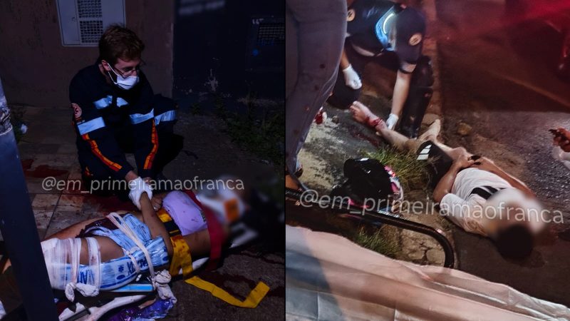 Duas pessoas sofreram ferimentos graves após colisão entre carro e moto, em Franca