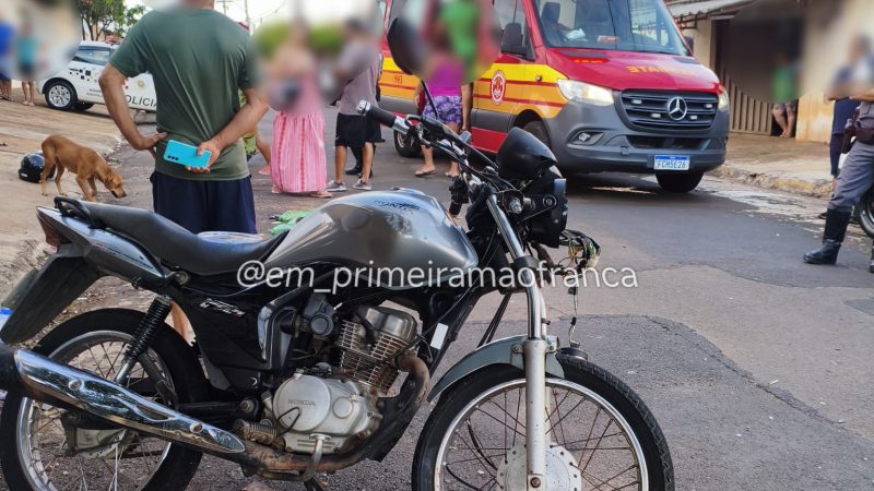 Homem é atropelado após colisão entre carro e moto no Jardim Aeroporto, em Franca