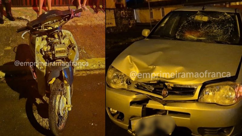 Colisão frontal entre carro e moto deixa motociclista gravemente ferido em Franca