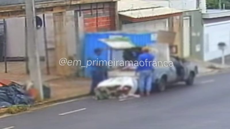 Câmera de segurança registra furto de andaimes em construção em Franca