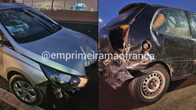 Colisão traseira deixa carros destruídos na Cândido Portinari