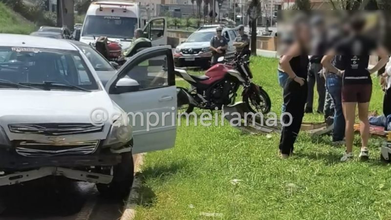 Motociclista fica ferido em colisão traseira na Avenida das Seringueiras em Franca