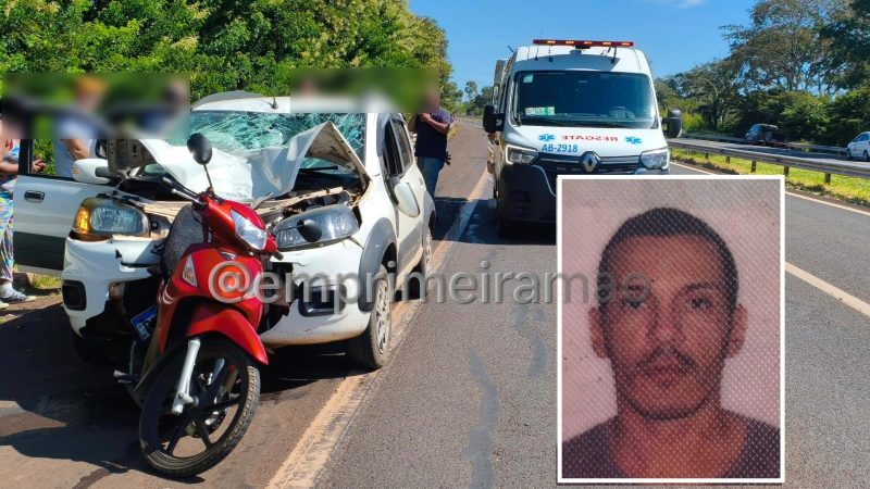 Pai morre e filha fica em estado grave após colisão traseira entre carro e moto