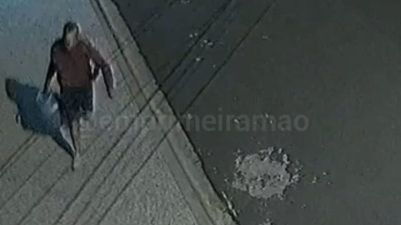Câmera de segurança registra indivíduo carregando botijão de gás no Parque Moema