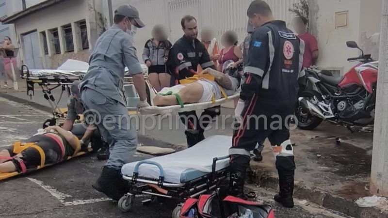 Casal fica ferido após carro avançar parada obrigatória no Jardim Aeroporto em Franca