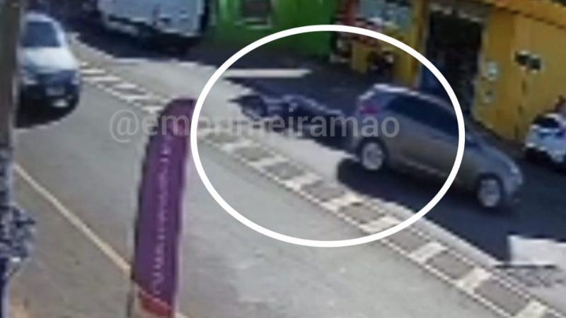 Conversão proibida termina em acidente e deixa motociclista ferido na Vila Aparecida