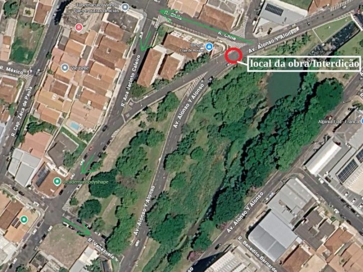 Trecho da avenida Ismael Alonso y Alonso será interditado para obras