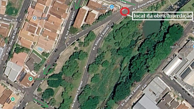 Trecho da avenida Ismael Alonso y Alonso será interditado para obras