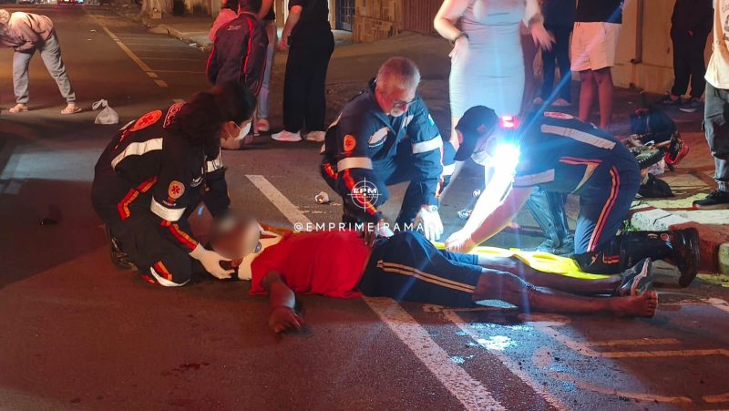 Colisão frontal entre moto e bicicleta deixa dois feridos no Cidade Nova em Franca