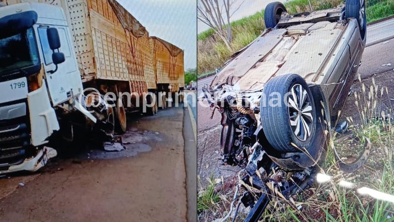 Casal sobrevive após colisão frontal com caminhão canavieiro em rodovia da região