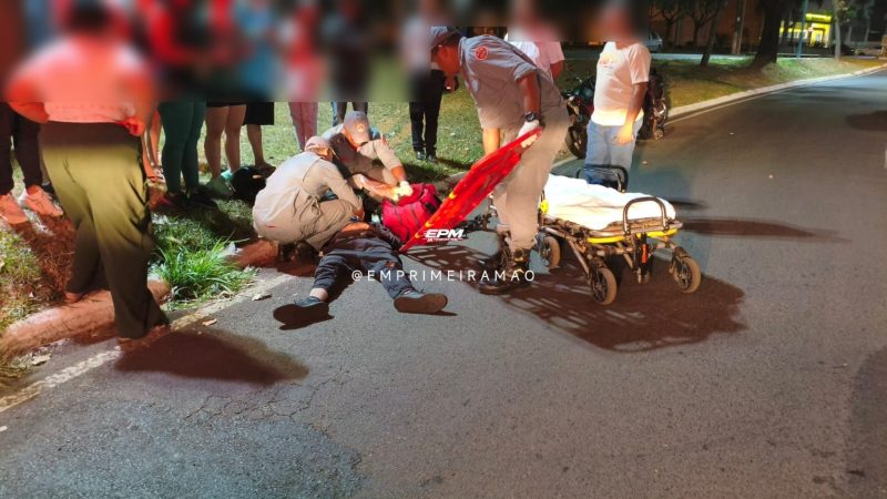 Motorista de caminhonete derruba motociclista, foge do local, é acompanhado e acaba detido