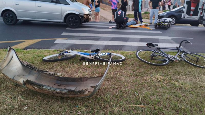 Ciclista fica ferido após ser atingido por carro durante conversão em cruzamento de Franca