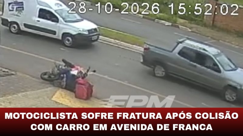 Motociclista sofre fratura após colisão com carro em avenida de Franca