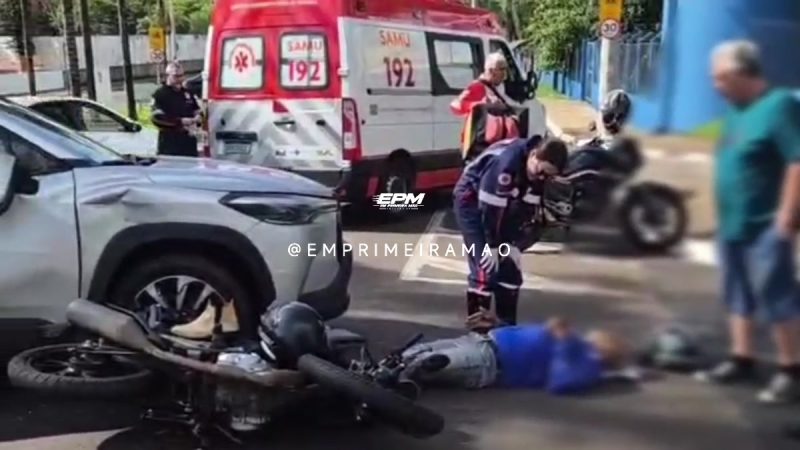 Motociclista fica ferido após ter frente cortada por veículo em avenida de Franca