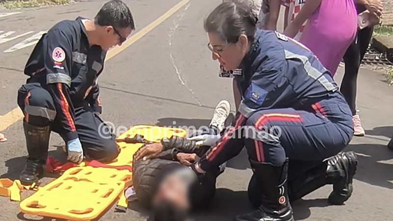Motociclista fica ferido após colisão entre carro e moto no Parque das Esmeraldas