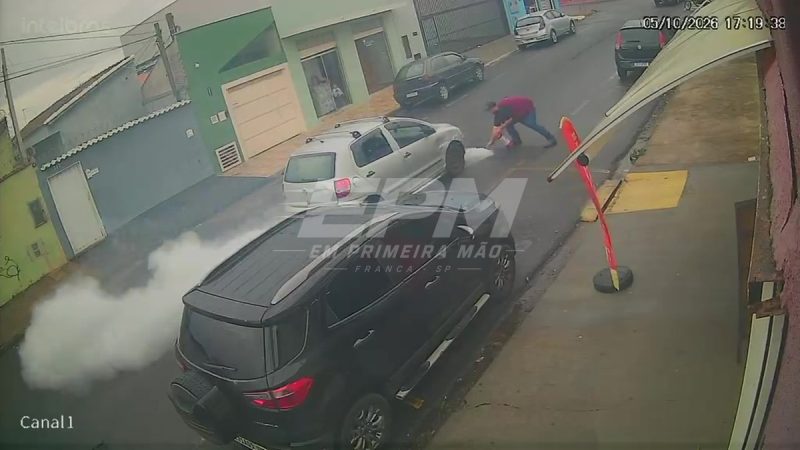 Dono de pastelaria age rápido com extintor e evita que fogo se espalhe em carro na Vila Rezende